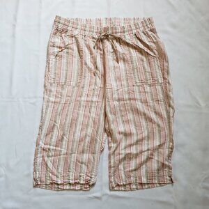 Land 'n Sea 2X Plus linen blend wide leg pant elastic waist beachy boho